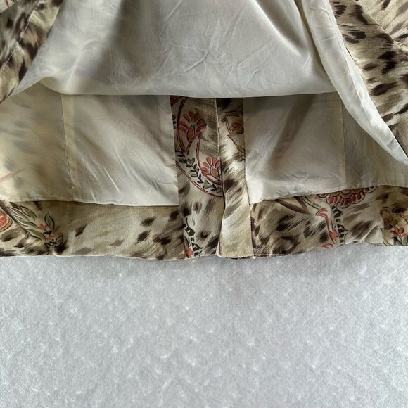 Charter Club Top Womens 8 Cheetah Paisley Print Back Button Shell Silk Beige - Picture 7 of 10